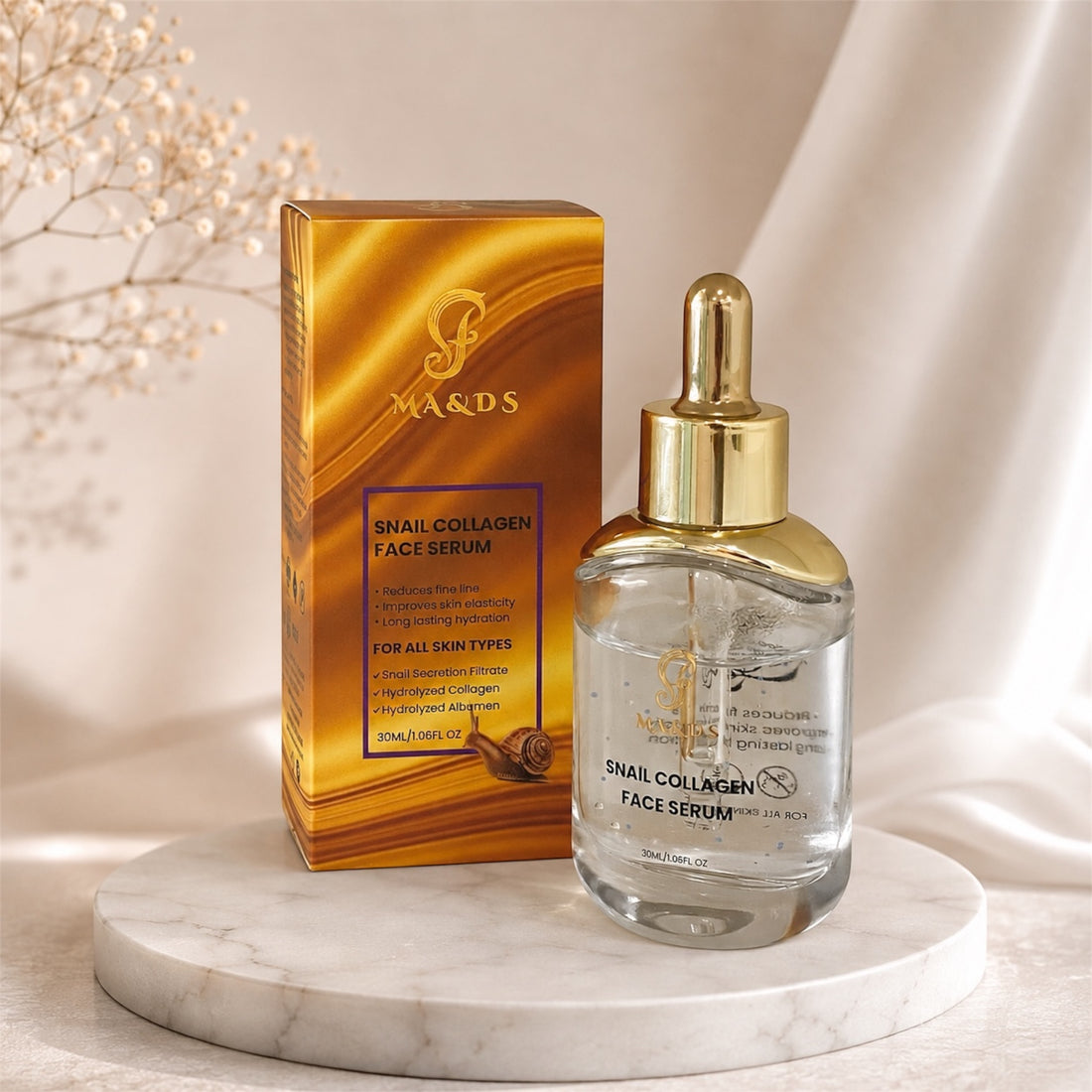 MA&DS เซรั่มคอลลาเจนหอยทากสาหรับใบหน้า – 30 มล